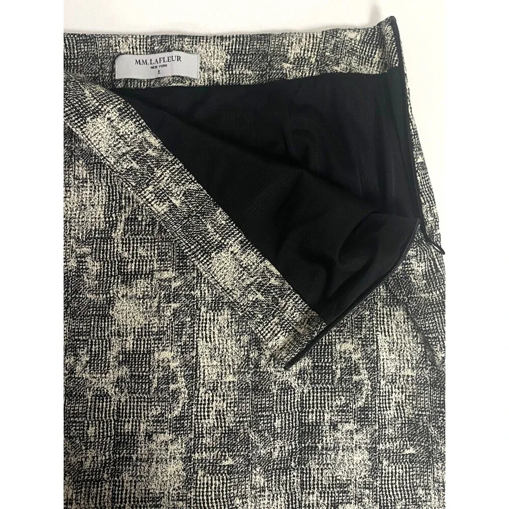 MM LaFleur New York Noho Crackle Pencil Skirt Size 8 Lined Black White NWT